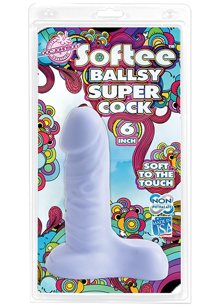 Сиреневый фаллос  с мошонкой SOFTEE - 15,5 см. - Doc Johnson
