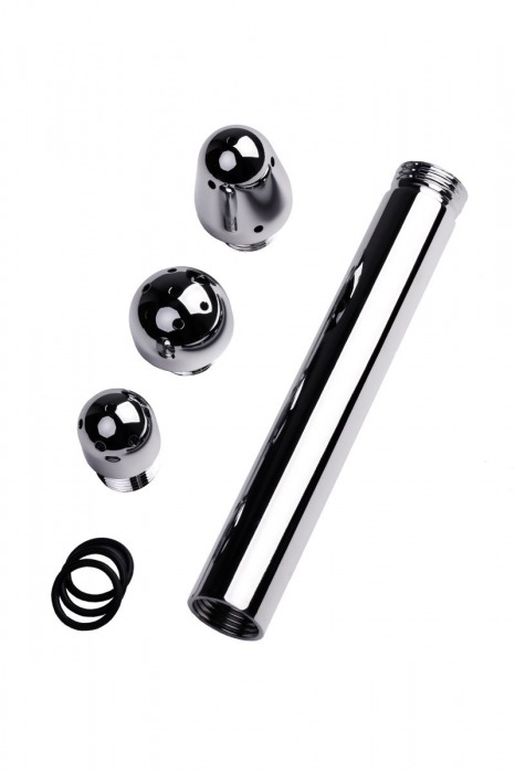 Металлический анальный душ с тремя различными насадками - ToyFa - купить с доставкой в Москве