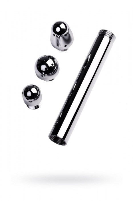 Металлический анальный душ с тремя различными насадками - ToyFa - купить с доставкой в Москве