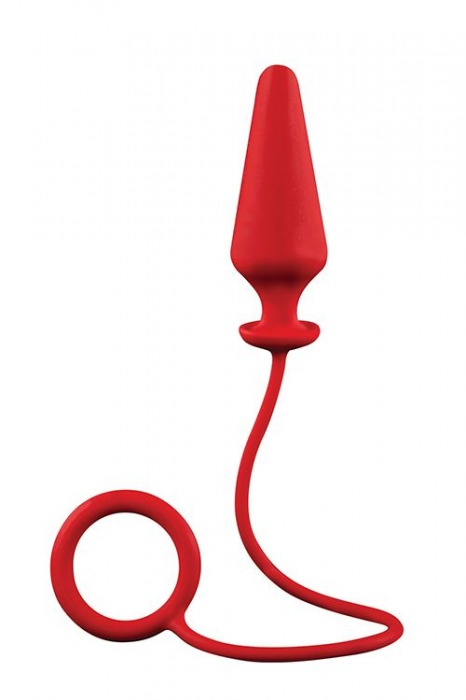 Красное эрекционное кольцо с анальной пробкой MENZSTUFF 4INCH SINGLE RING ANAL PLUG - Dream Toys - в Москве купить с доставкой