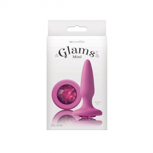 Розовая анальная пробка с розовым кристаллом Glams Mini Pink Gem - 8,4 см. - NS Novelties - купить с доставкой в Москве