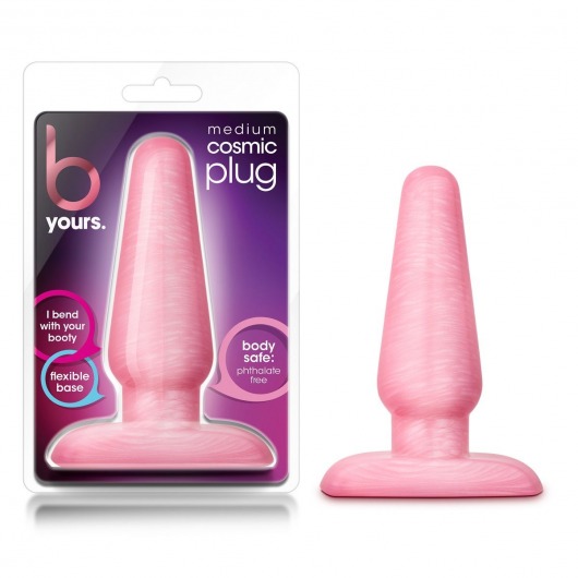 Розовая анальная пробка B Yours Medium Cosmic Plug - 11,4 см. - Blush Novelties