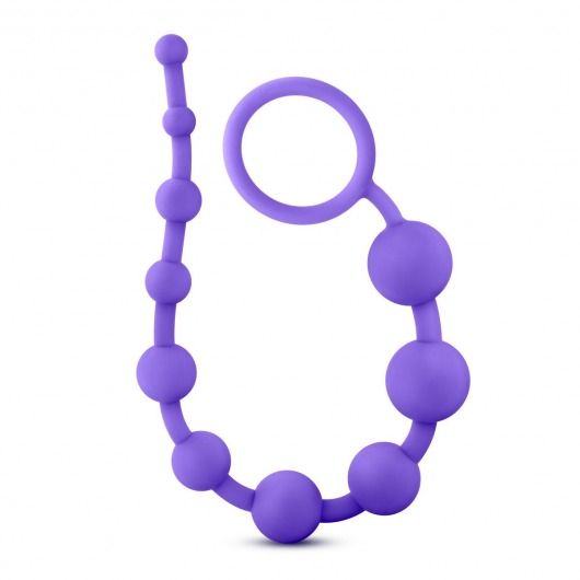 Фиолетовая анальная цепочка Luxe Silicone 10 Beads - 31,8 см. - Blush Novelties