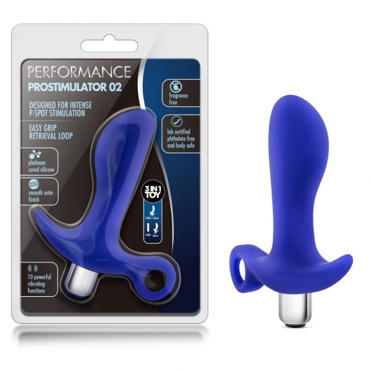 Синий стимулятор простаты с ручкой-кольцом Performance Prostimulator 02 - Blush Novelties - в Москве купить с доставкой