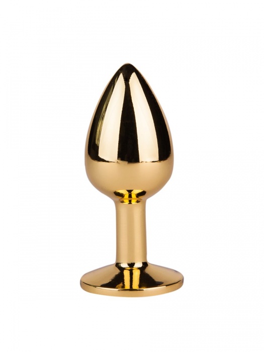 Золотистая анальная втулка с малиновым кристаллом - 7 см. - Джага-Джага - купить с доставкой в Москве