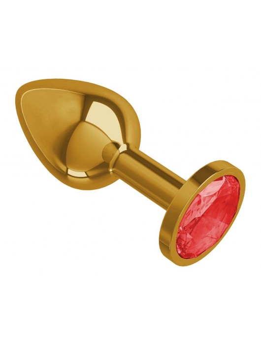 Золотистая анальная втулка с красным кристаллом - 7 см. - Джага-Джага - купить с доставкой в Москве