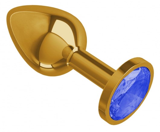 Золотистая анальная втулка с синим кристаллом - 7 см. - Джага-Джага - купить с доставкой в Москве