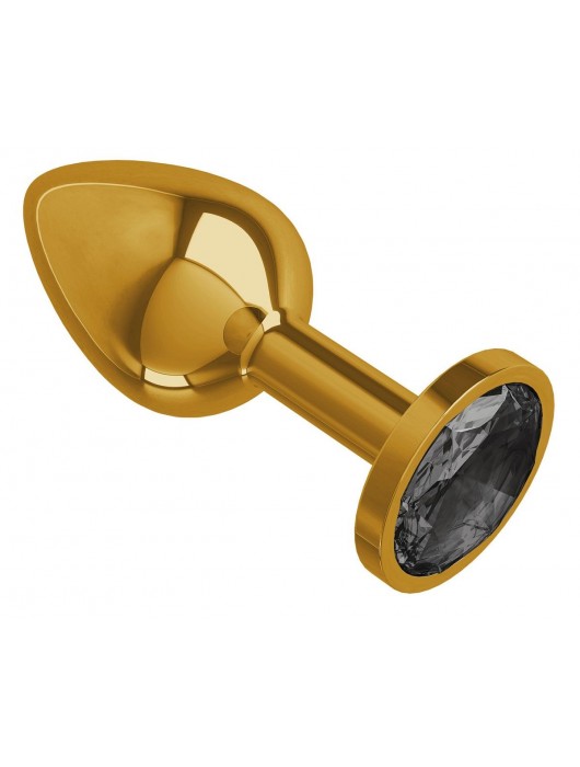 Золотистая анальная втулка с чёрным кристаллом - 7 см. - Джага-Джага - купить с доставкой в Москве