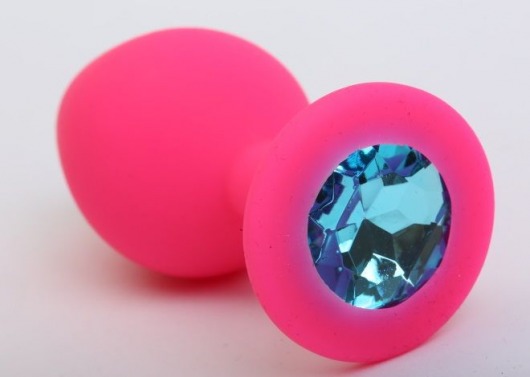 Розовая анальная втулка с голубым кристаллом - 7,3 см. - Джага-Джага - купить с доставкой в Москве