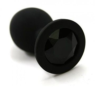 Чёрная анальная втулка с чёрным кристаллом - 7,3 см. - Джага-Джага - купить с доставкой в Москве