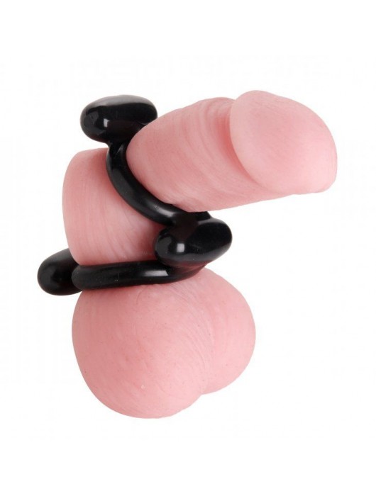 Двойное эрекционное кольцо Dual Stretch To Fit Cock and Ball Ring - XR Brands - в Москве купить с доставкой