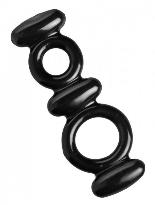 Двойное эрекционное кольцо Dual Stretch To Fit Cock and Ball Ring - XR Brands - в Москве купить с доставкой