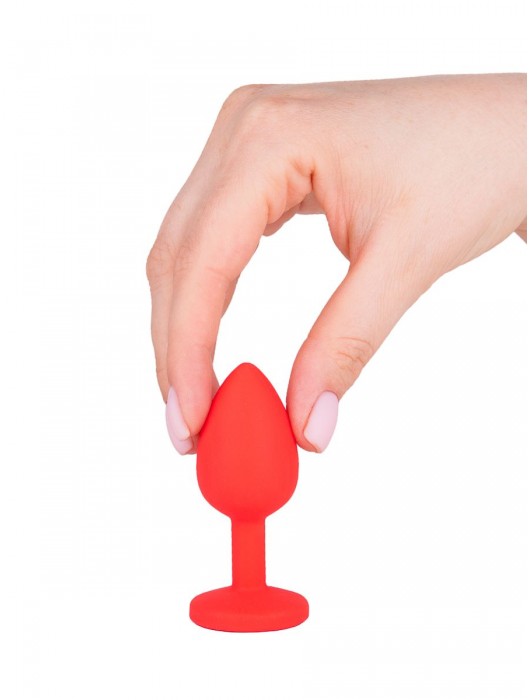 Красная анальная втулка с красным кристаллом - 7,3 см. - Джага-Джага - купить с доставкой в Москве