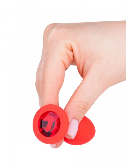 Красная анальная втулка с красным кристаллом - 7,3 см. - Джага-Джага - купить с доставкой в Москве