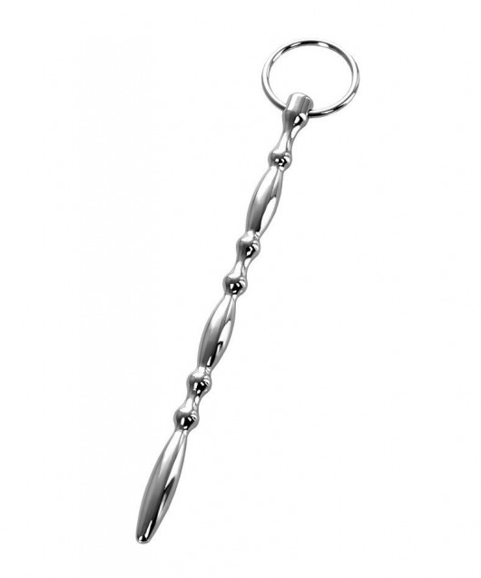 Серебристый фигурный уретральный плаг с кольцом в основании Metal - 18 см. - ToyFa - купить с доставкой в Москве