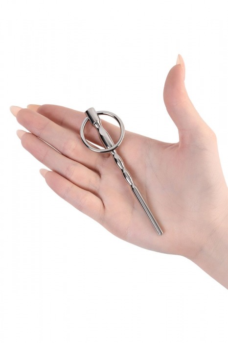 Серебристый уретральный плаг елочка с кольцом с основании Metal - 10,5 см. - ToyFa - купить с доставкой в Москве