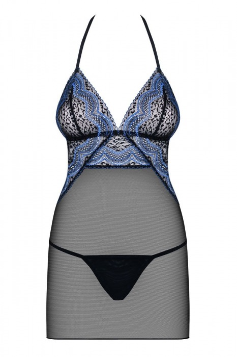 Облегающая сорочка с контрастным узором в виде волн - Obsessive купить с доставкой