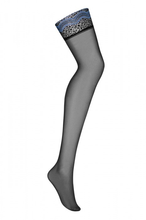 Чулки под пояс с контрастным узором в виде волн - Obsessive купить с доставкой