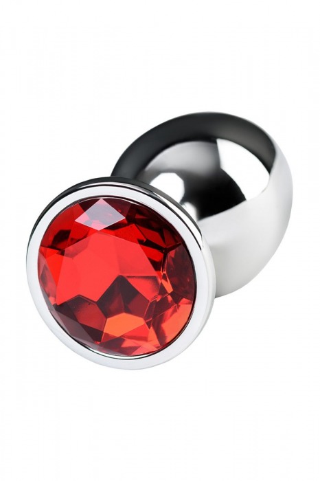 Серебристая анальная втулка Metal с рубиновым кристаллом - 9,5 см. - ToyFa - купить с доставкой в Москве