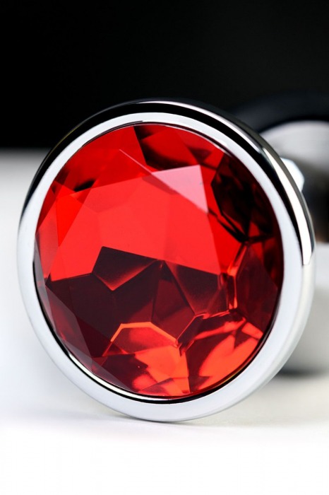 Серебристая анальная втулка Metal с рубиновым кристаллом - 9,5 см. - ToyFa - купить с доставкой в Москве