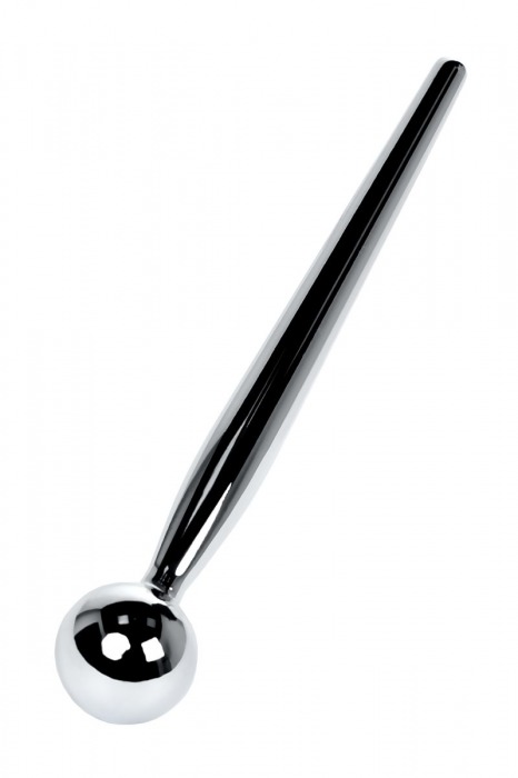 Серебристый уретральный плаг с ограничителем-шариком Metal - 9,5 см. - ToyFa - купить с доставкой в Москве