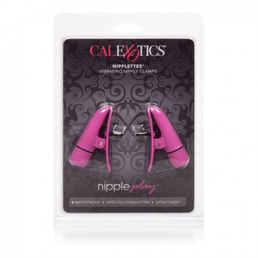 Розовые зажимы на соски с вибрацией Nipple Play Nipplettes - California Exotic Novelties - купить с доставкой в Москве