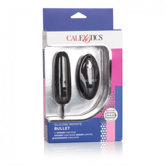 Чёрное виброяйцо Silicone Remote Bullet с пультом ДУ - California Exotic Novelties