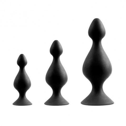 Набор из 3 чёрных анальных силиконовых втулок MENZSTUFF 3-PIECE ANAL PAWN SET - Dream Toys