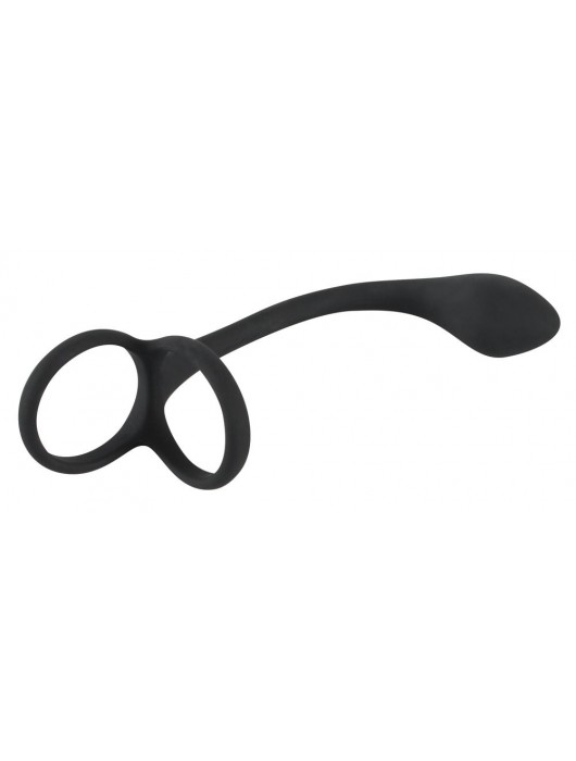 Эрекционное кольцо с утяжкой на мошонку и анальным плаг Black Velvets - Orion - в Москве купить с доставкой