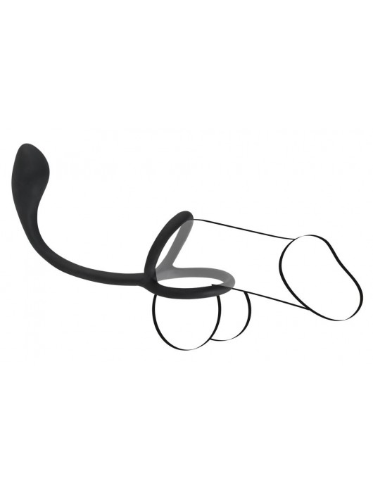 Эрекционное кольцо с утяжкой на мошонку и анальным плаг Black Velvets - Orion - в Москве купить с доставкой