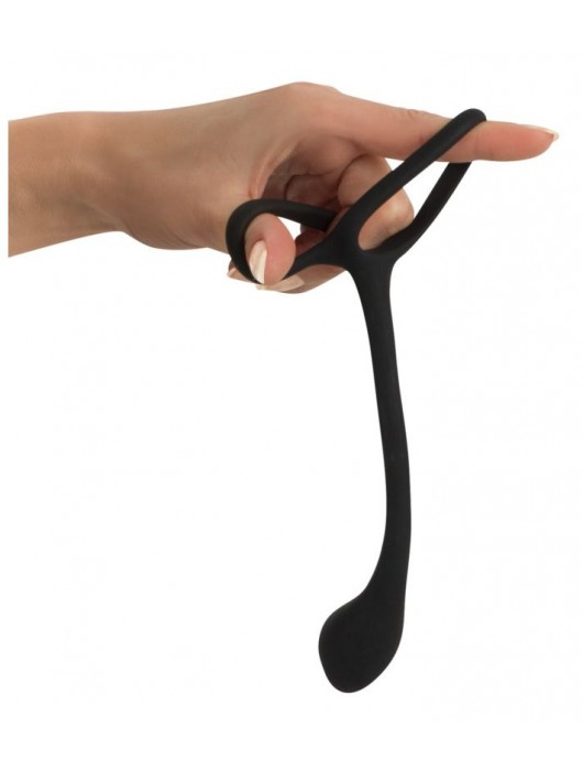 Эрекционное кольцо с утяжкой на мошонку и анальным плаг Black Velvets - Orion - в Москве купить с доставкой