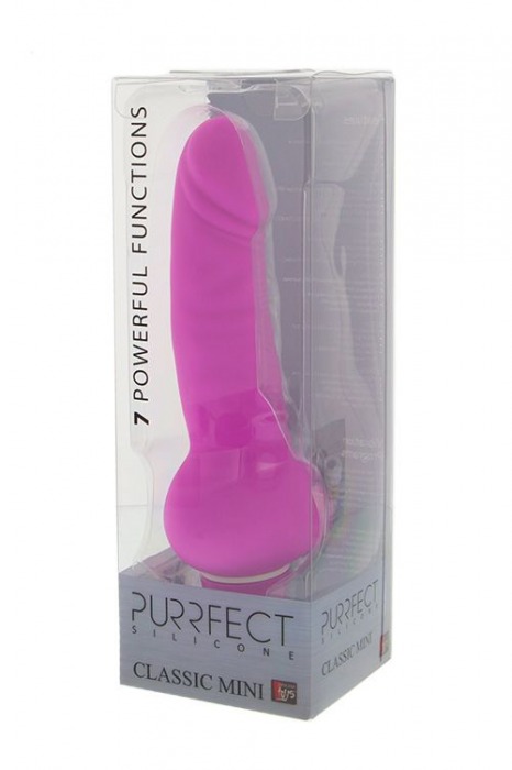 Розовый вибратор-реалистик PURRFECT SILICONE CLASSIC MINI - 14 см. - Dream Toys