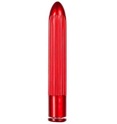 Красный классический вибратор с ребрышками METALLIX BELICOSO RIBBED VIBRATOR - 11,5 см. - Dream Toys