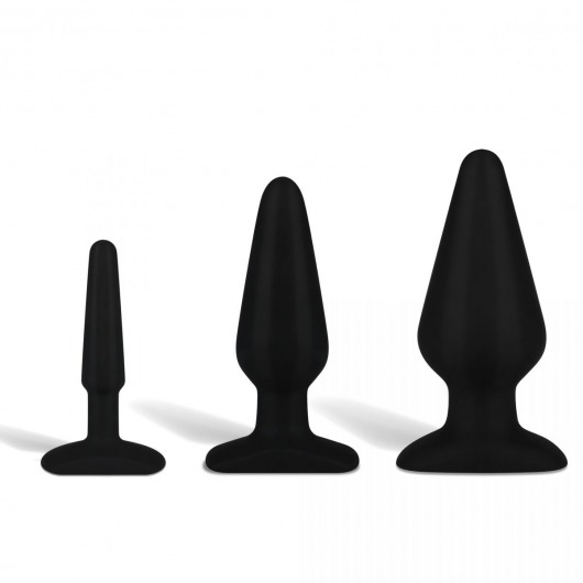 Набор из 3 черных анальных плагов из силикона - Erotic Fantasy