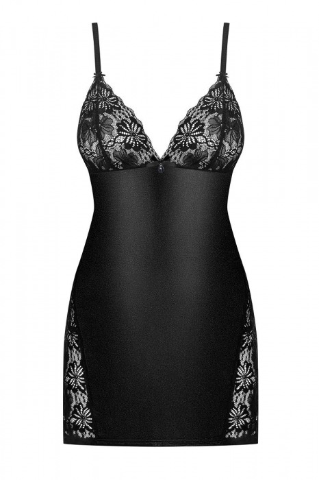 Элегантная сорочка из стрейч-атласного материала (большой размер) - Obsessive купить с доставкой