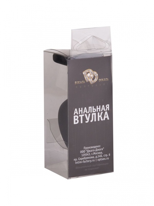 Чёрная анальная втулка с прозрачным кристаллом - 7,3 см. - Джага-Джага - купить с доставкой в Москве
