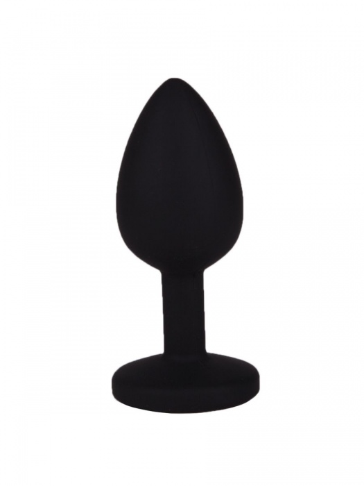 Чёрная анальная втулка с прозрачным кристаллом - 7,3 см. - Джага-Джага - купить с доставкой в Москве