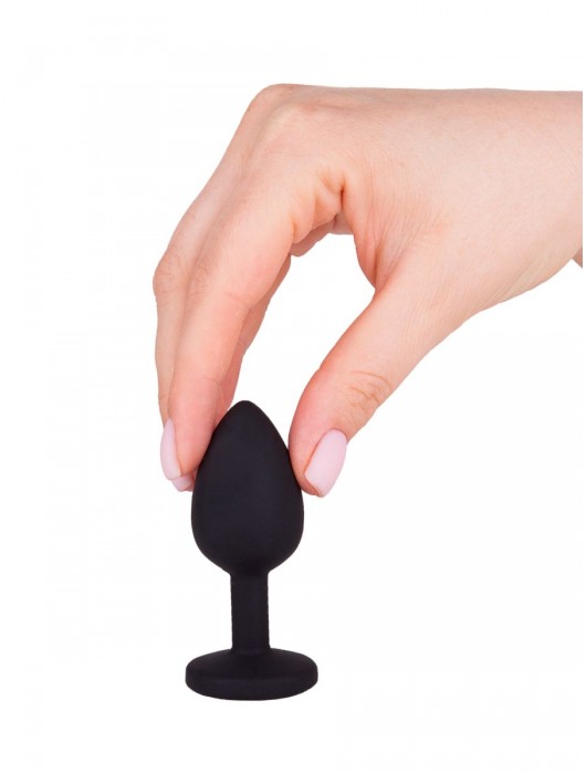 Чёрная анальная втулка с красным кристаллом - 7,3 см. - Джага-Джага - купить с доставкой в Москве