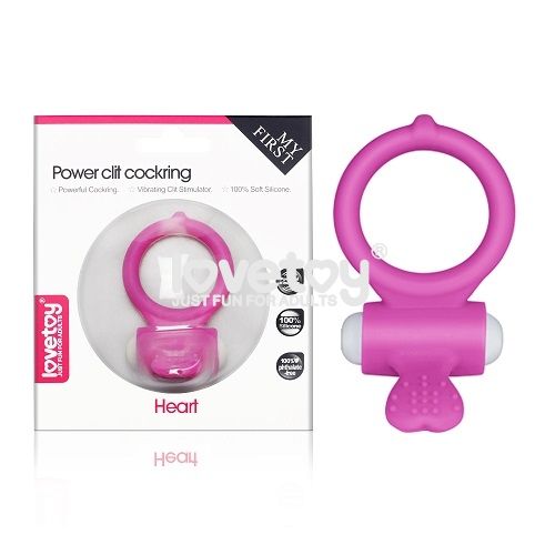 Розовое виброкольцо для пениса Power Heart Clit Cockring - Lovetoy - в Москве купить с доставкой