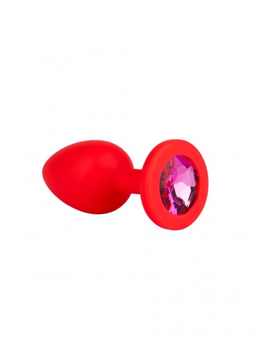 Красная анальная втулка с малиновым кристаллом - 7,3 см. - Джага-Джага - купить с доставкой в Москве