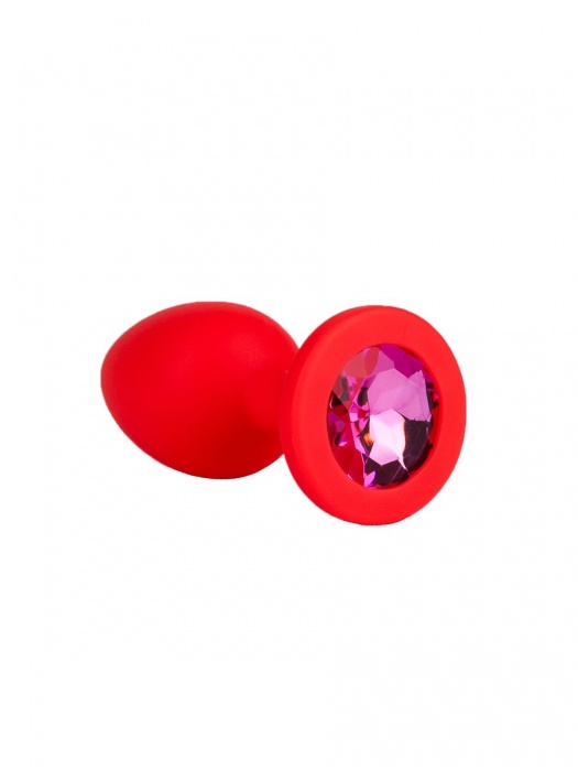 Красная анальная втулка с малиновым кристаллом - 7,3 см. - Джага-Джага - купить с доставкой в Москве