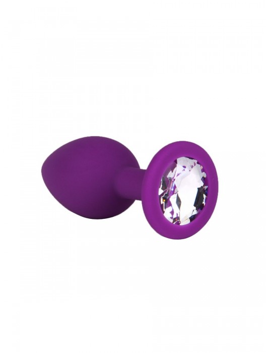 Фиолетовая силиконовая пробка с прозрачным кристаллом - 7,3 см. - Джага-Джага - купить с доставкой в Москве