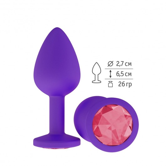 Фиолетовая силиконовая пробка с малиновым кристаллом - 7,3 см. - Джага-Джага - купить с доставкой в Москве