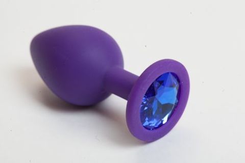 Фиолетовая силиконовая пробка с синим кристаллом - 7,3 см. - Джага-Джага - купить с доставкой в Москве