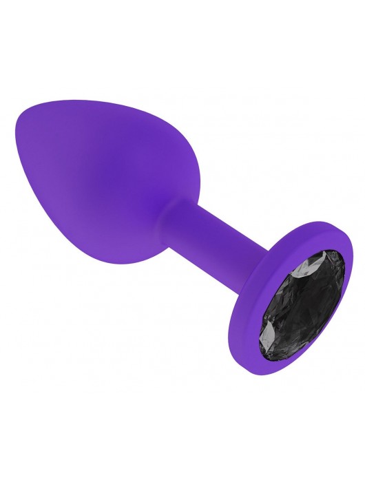 Фиолетовая силиконовая пробка с чёрным кристаллом - 7,3 см. - Джага-Джага - купить с доставкой в Москве