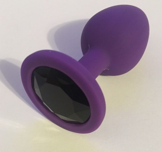 Фиолетовая силиконовая пробка с чёрным кристаллом - 7,3 см. - Джага-Джага - купить с доставкой в Москве