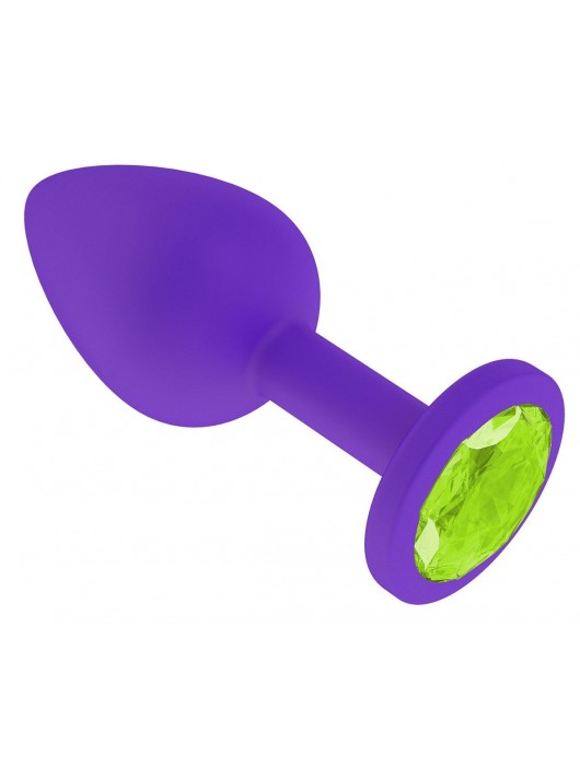Фиолетовая силиконовая пробка с лаймовым кристаллом - 7,3 см. - Джага-Джага - купить с доставкой в Москве