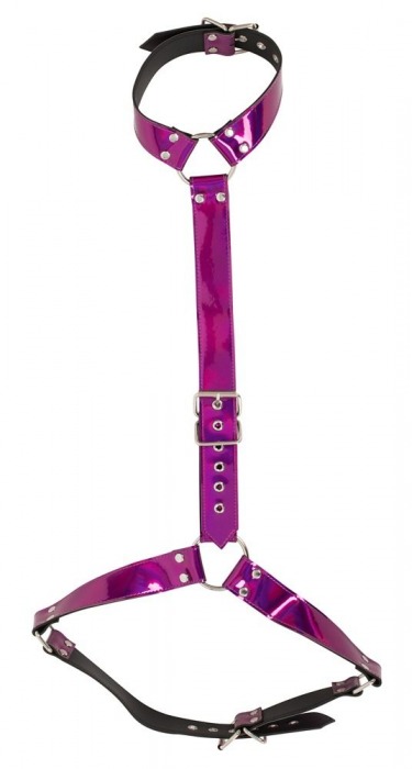 Неоново-розовая сбруя на шею и талию Bad Kitty Body Harness - Orion - купить с доставкой в Москве