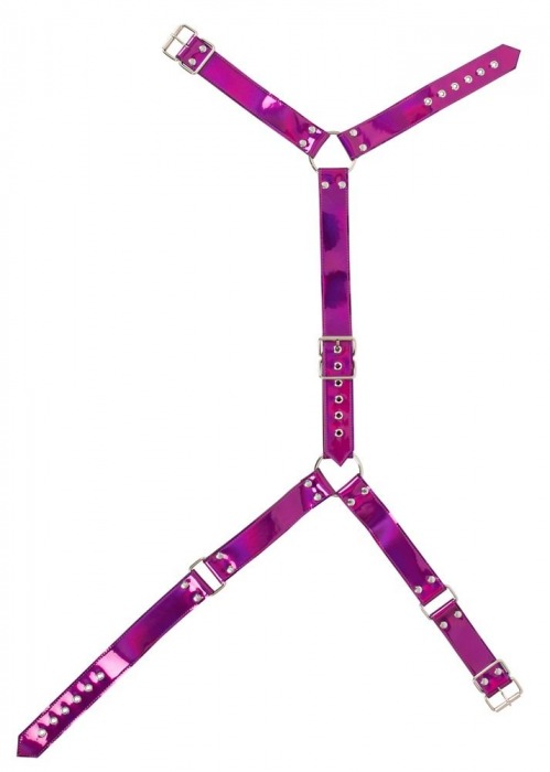 Неоново-розовая сбруя на шею и талию Bad Kitty Body Harness - Orion - купить с доставкой в Москве