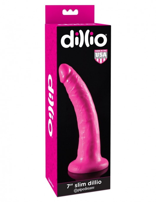 Розовый фаллоимитатор 7  Slim Dillio - 19,7 см. - Pipedream
